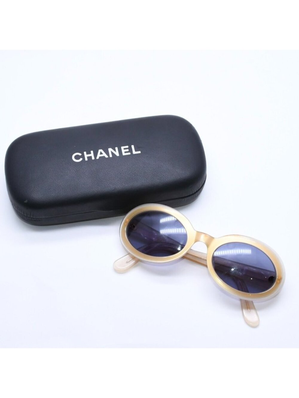 Chanel Sunglasses Eyewear CC Logo Beige Gold Acetate